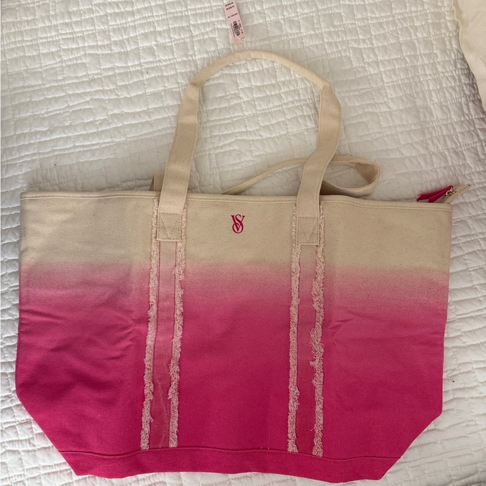Victoria's Secret Pink and Cream Gradient Canvas Tote NWT